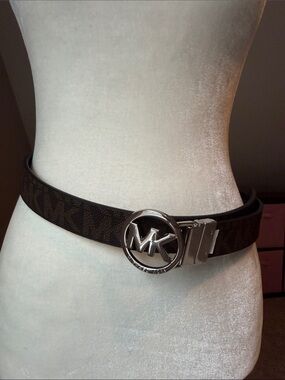 Michael Kors Signature MK Logo Reversible Belt - Brown/Black